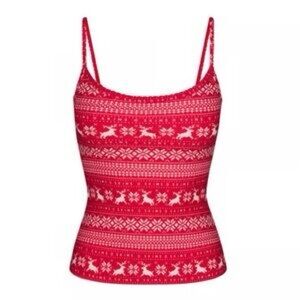 SKIMS Red Pointelle Logo Plush Cami